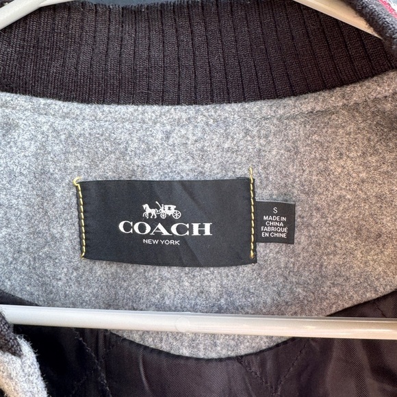 Coach Gray Metallic Patch Wool Varsity Jacket
with Red and White Details - Picture 10 of 14